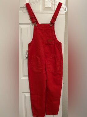Kids Red Denim Overalls - Peacolate